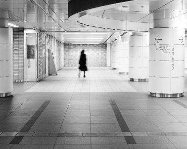 Black & white street photography underground in Tokyo